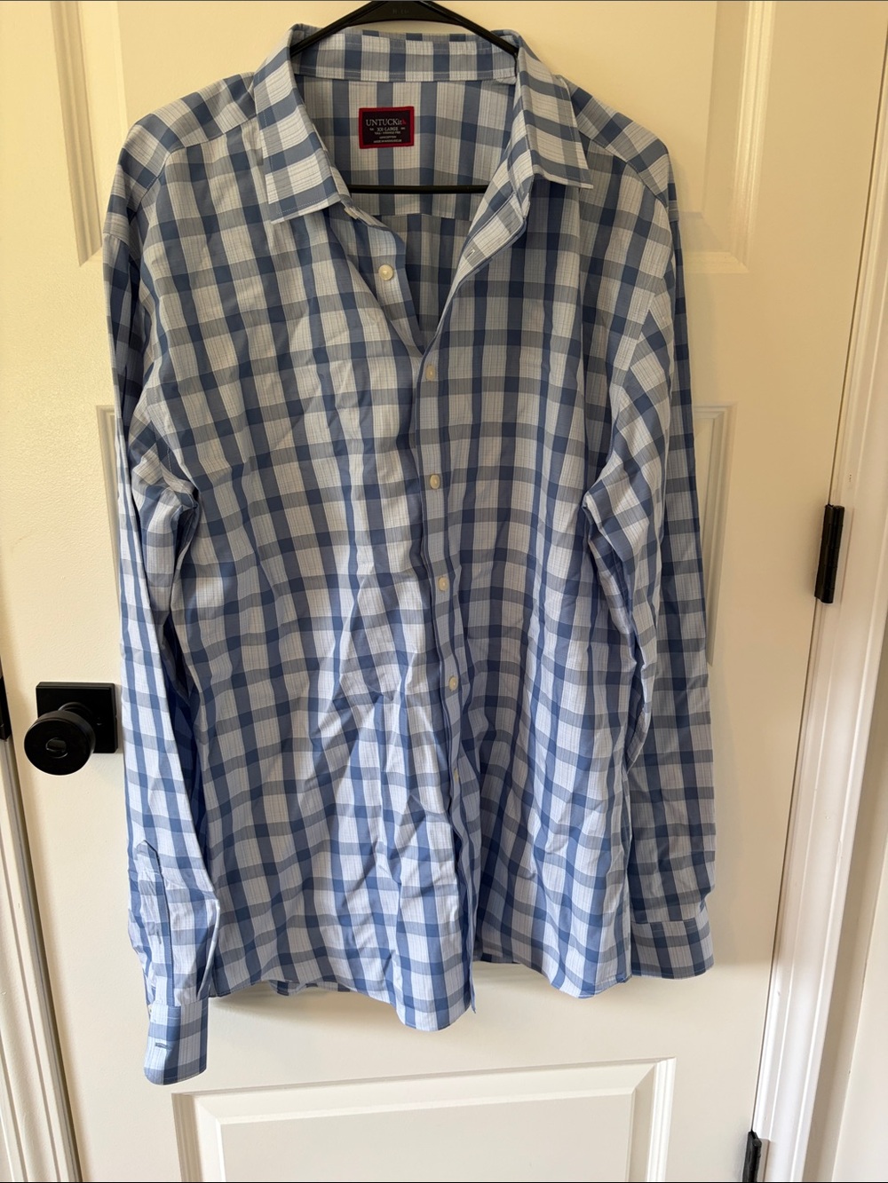 UNTUCKit Blue and Light Blue Checked Spread-Collar Dress Shirt